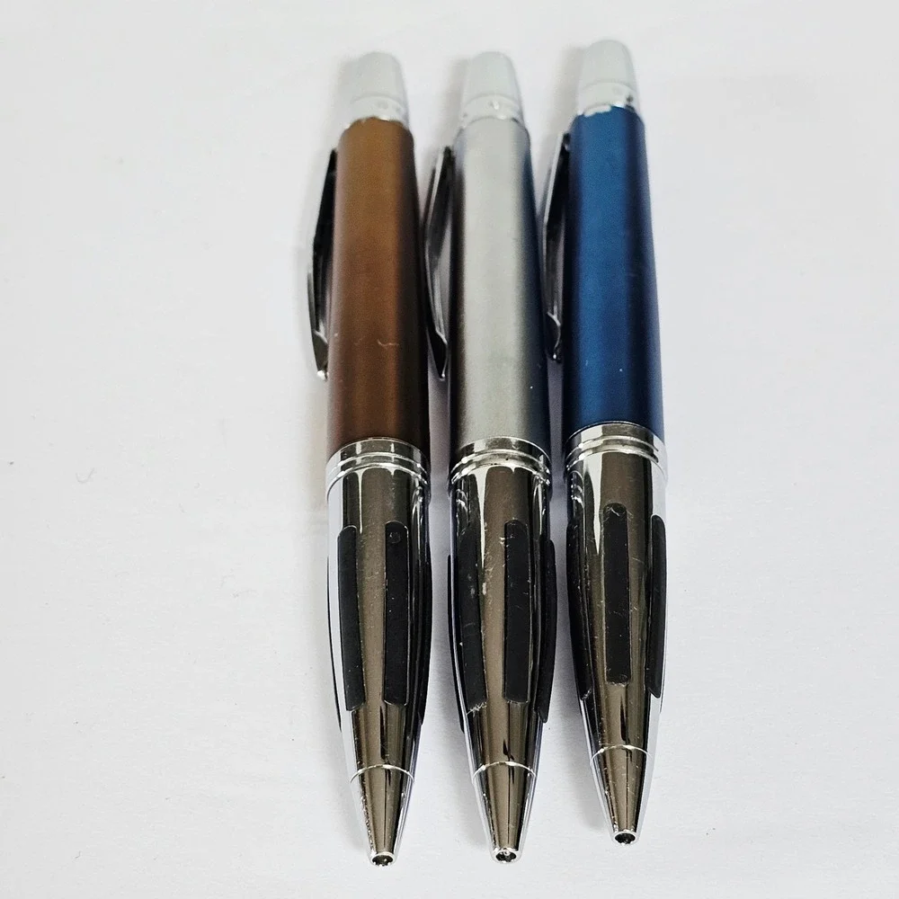 Vintage Cross ATX Ballpoint Pen Set 3 Metallic Blue Silver Bronze Ergonomic Grip